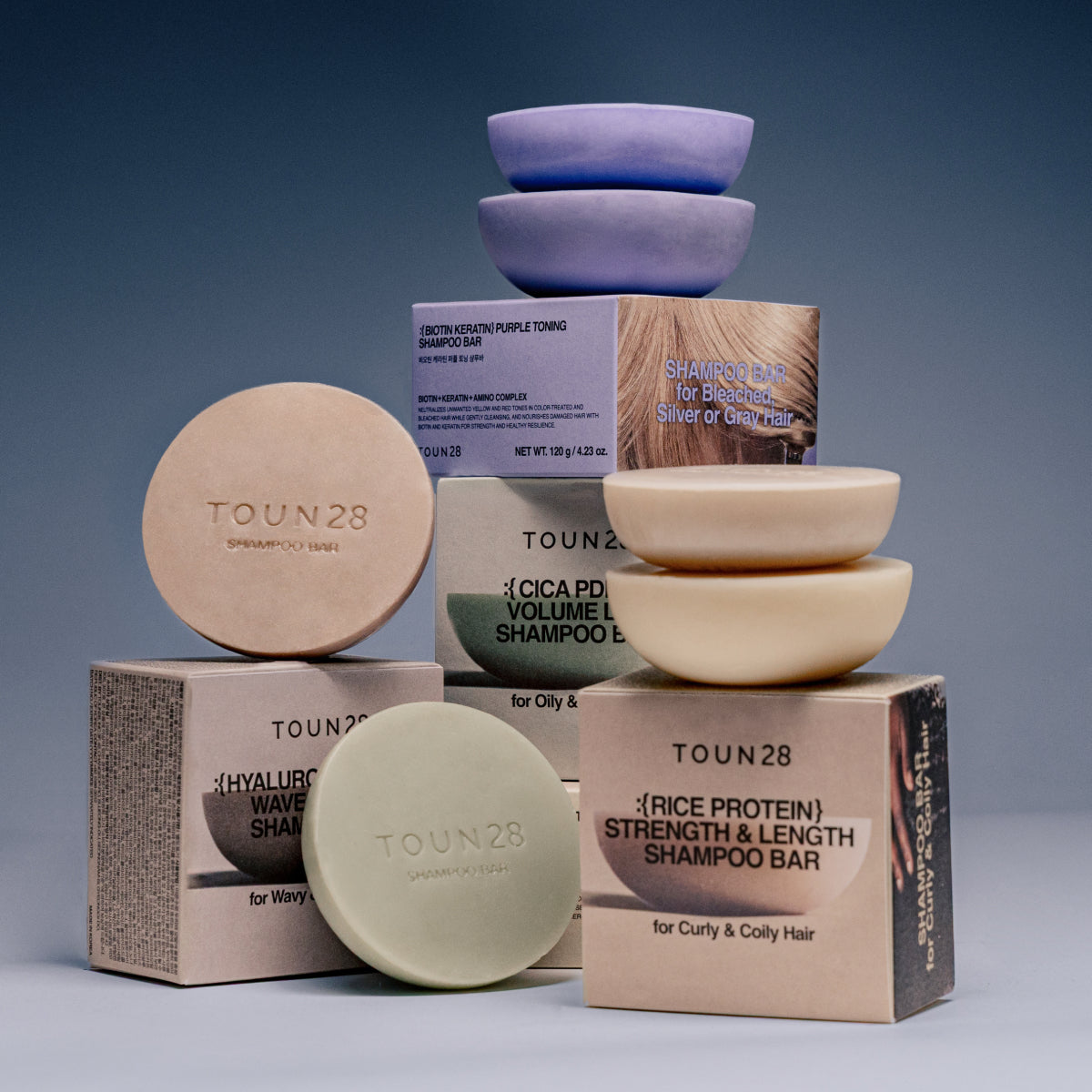 TOUN28 Biotin Keratin Purple Toning Shampoo Bar + Conditioner Bar