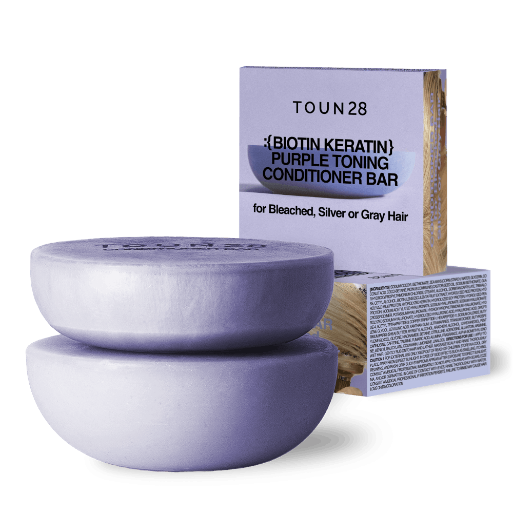 TOUN28 Biotin Keratin Purple Toning Shampoo Bar + Conditioner Bar